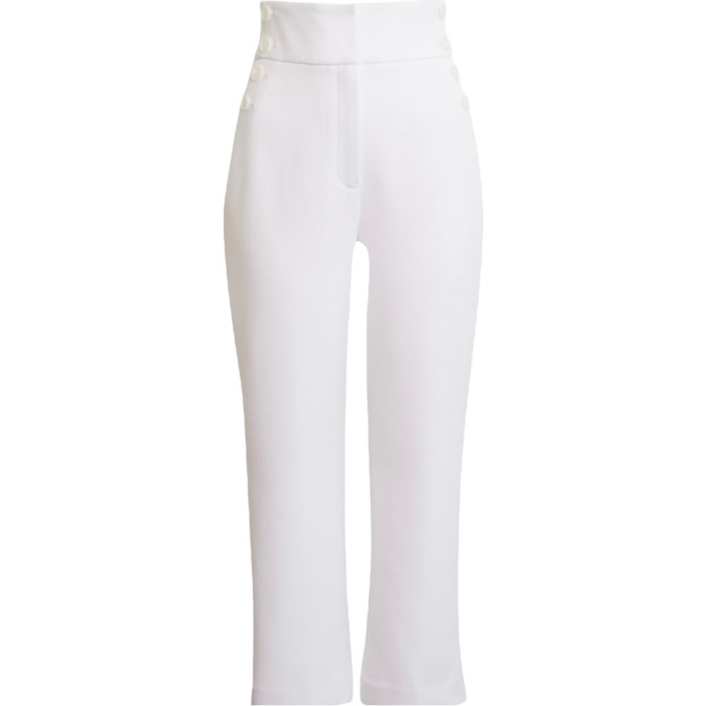 Halogen X Atlantic-Pacific White Pants Trousers High Rise Sailor Straight 8